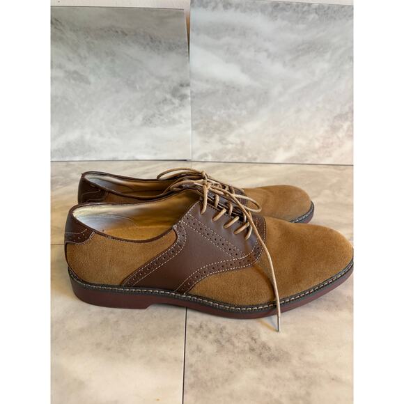 G.H. Bass Men's Pomona Two-Tone Saddle Buc Oxford Taupe & Dark Brown 11.5 - Picture 1 of 7